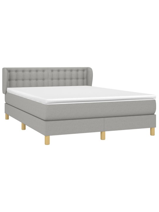 Box spring postel s matrací světle šedá 140 x 190 cm textil