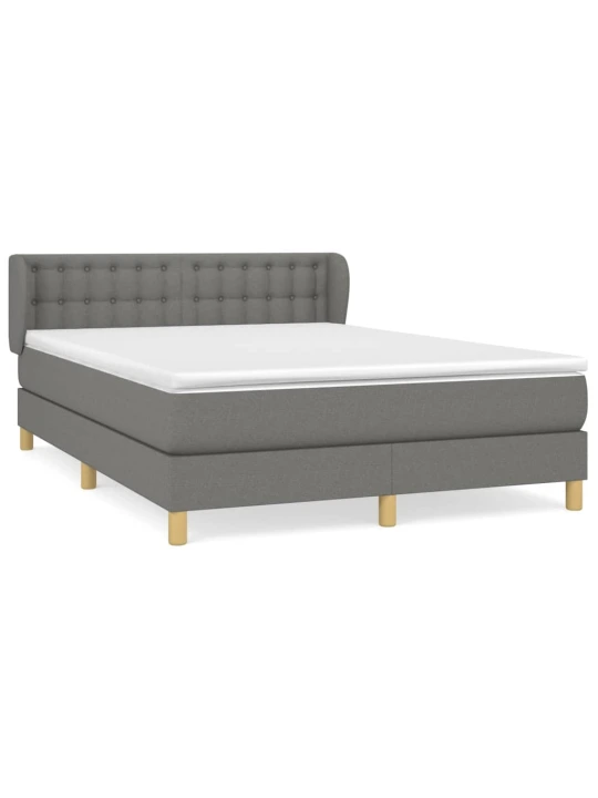 Box spring postel s matrací tmavě šedý 140 x 190 cm textil