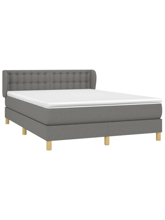 Box spring postel s matrací tmavě šedý 140 x 190 cm textil