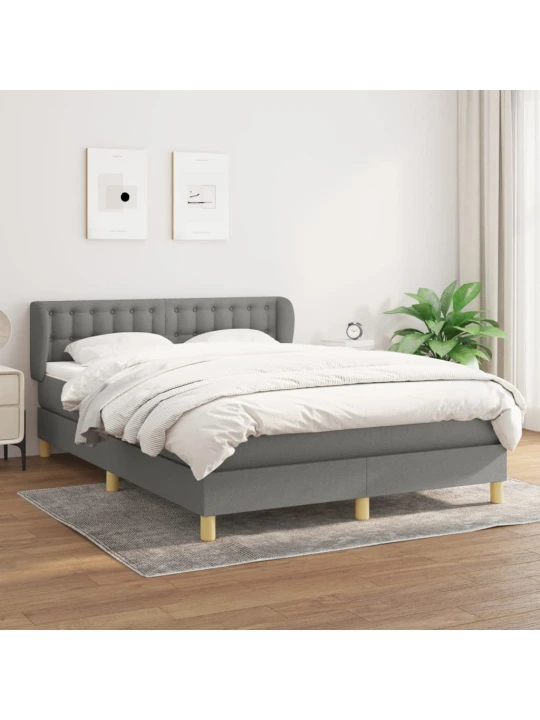 Box spring postel s matrací tmavě šedý 140 x 190 cm textil