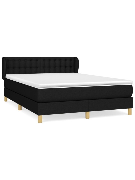 Box spring postel s matrací černá 140 x 190 cm textil