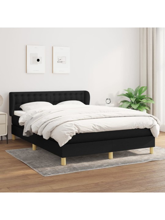 Box spring postel s matrací černá 140 x 190 cm textil