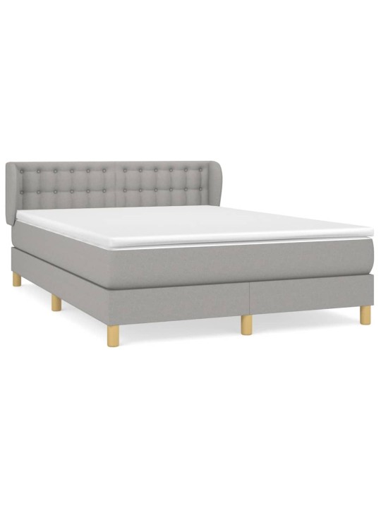 Box spring postel s matrací světle šedá 140 x 200 cm textil