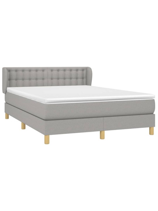 Box spring postel s matrací světle šedá 140 x 200 cm textil