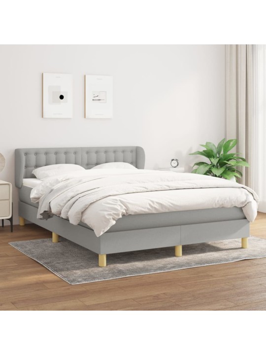 Box spring postel s matrací světle šedá 140 x 200 cm textil
