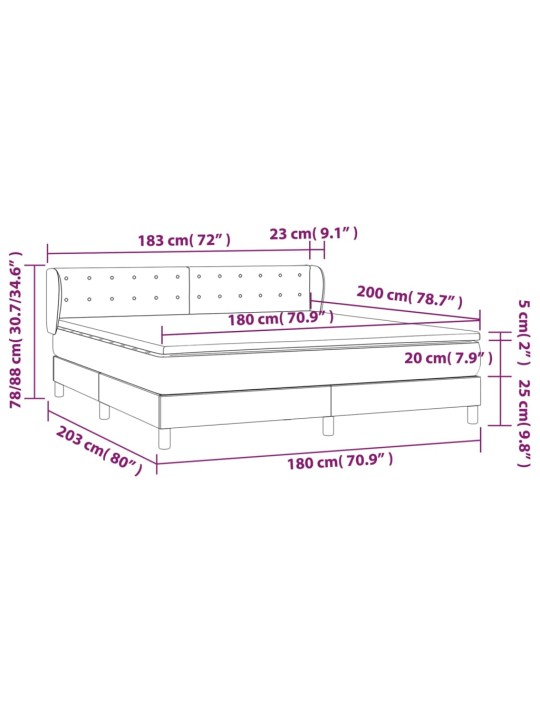 Box spring postel s matrací tmavě šedá 180x200 cm textil