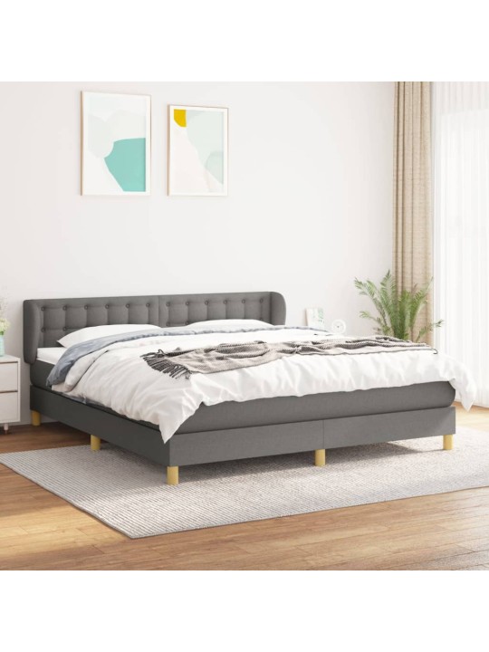 Box spring postel s matrací tmavě šedá 180x200 cm textil