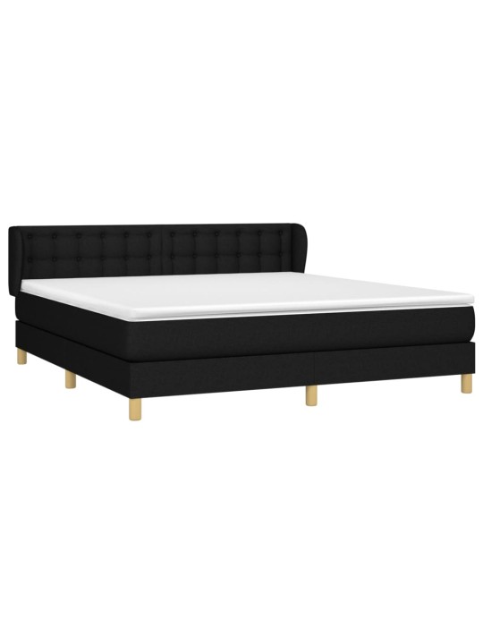 Box spring postel s matrací černá 180x200 cm textil