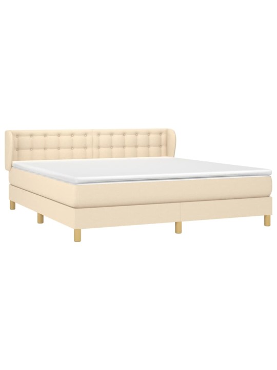 Box spring postel s matrací krémová 180x200 cm textil
