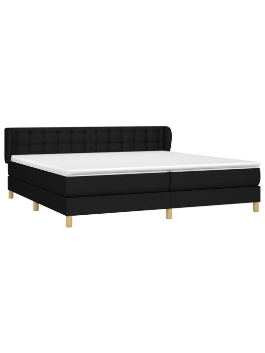 Box spring postel s matrací černá 200x200 cm textil