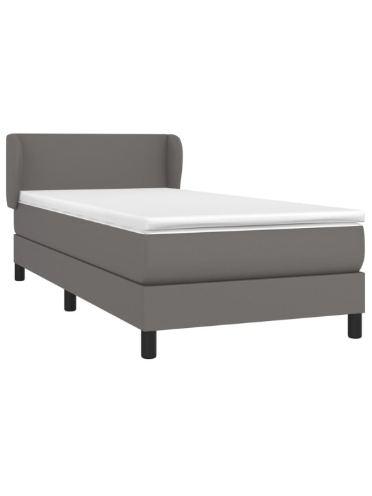 Box spring postel s matrací šedá 80 x 200 cm umělá kůže