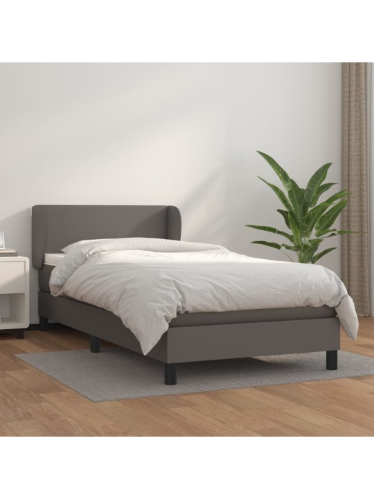 Box spring postel s matrací šedá 80 x 200 cm umělá kůže