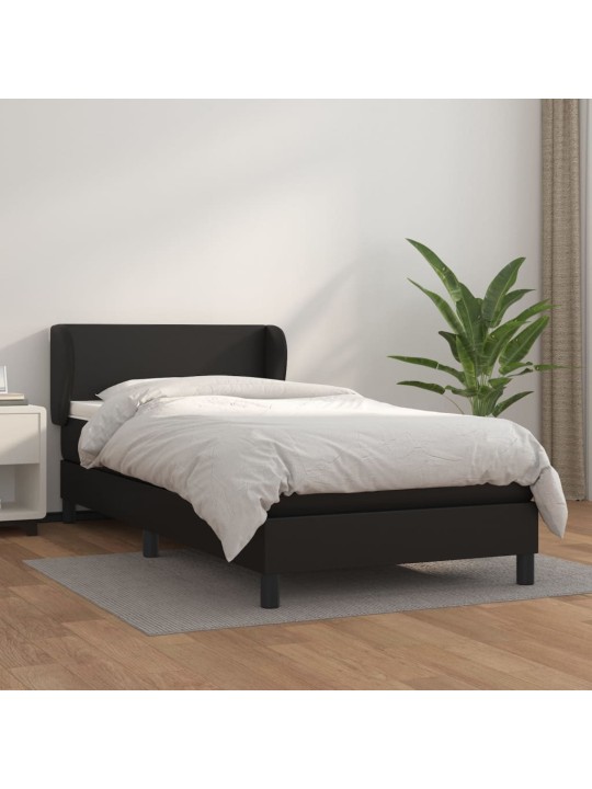 Box spring postel s matrací černá 100x200 cm umělá kůže