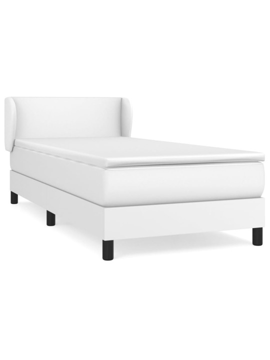 Box spring postel s matrací bílá 100x200 cm umělá kůže