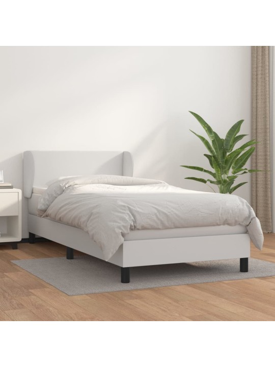 Box spring postel s matrací bílá 100x200 cm umělá kůže