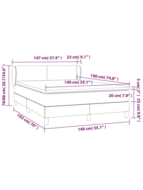 Box spring postel s matrací bílá 140 x 190 cm umělá kůže