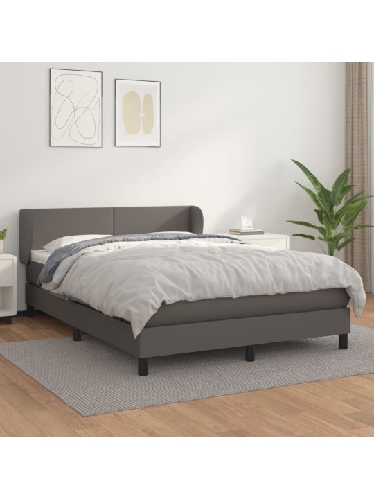 Box spring postel s matrací šedá 140x200 cm umělá kůže