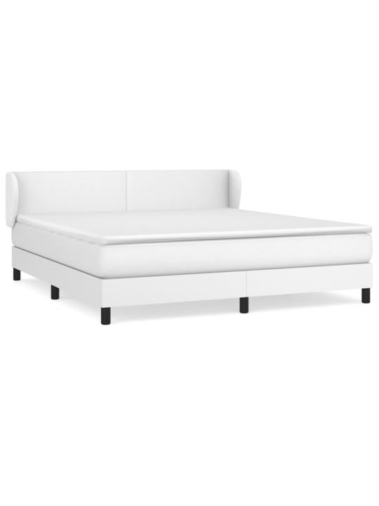 Box spring postel s matrací bílá 160x200 cm umělá kůže