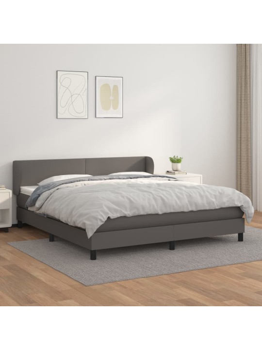 Box spring postel s matrací šedá 180x200 cm umělá kůže