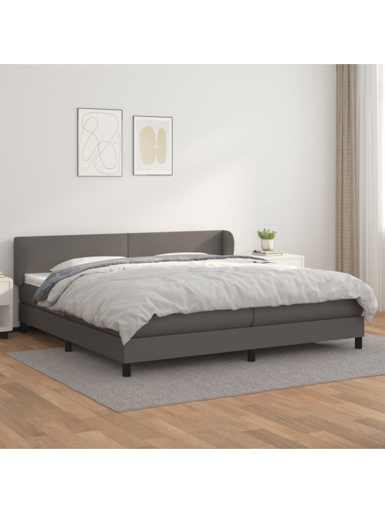 Box spring postel s matrací šedá 200x200 cm umělá kůže