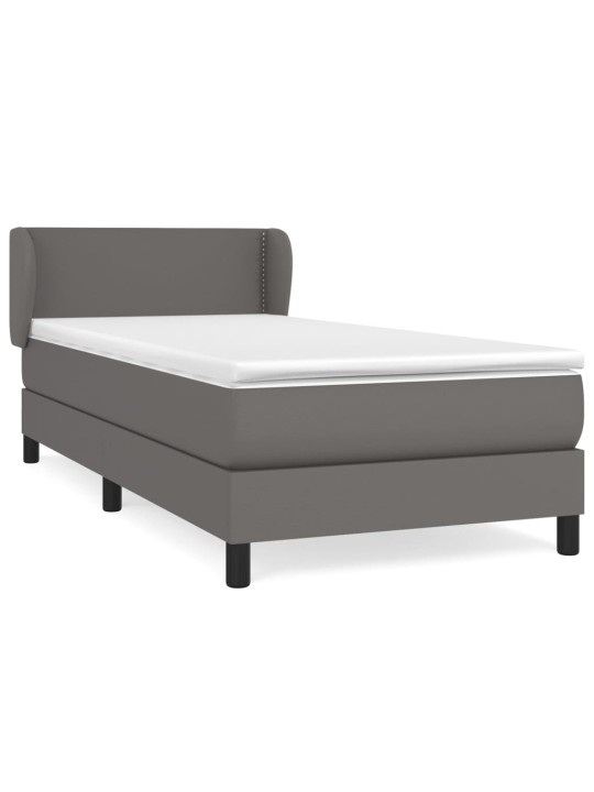 Box spring postel s matrací šedá 90x200 cm umělá kůže