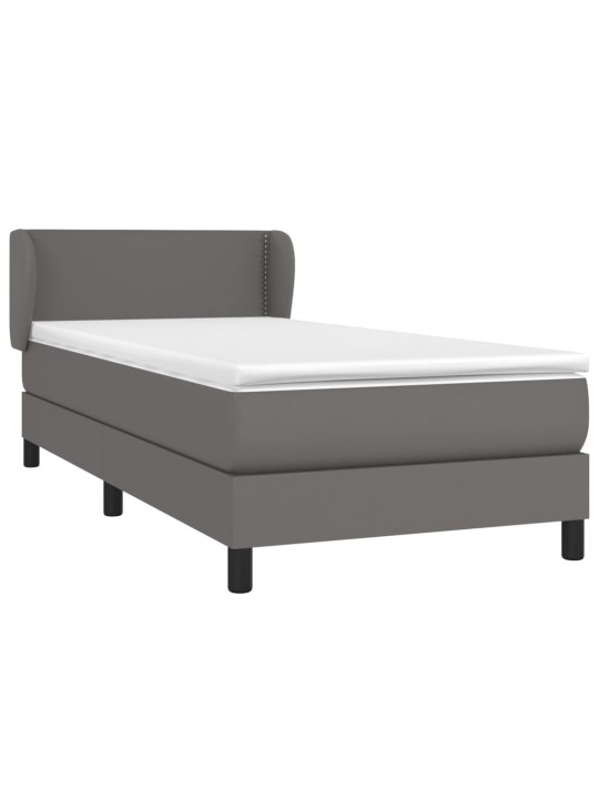 Box spring postel s matrací šedá 90x200 cm umělá kůže