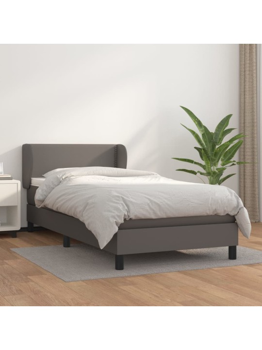 Box spring postel s matrací šedá 90x200 cm umělá kůže