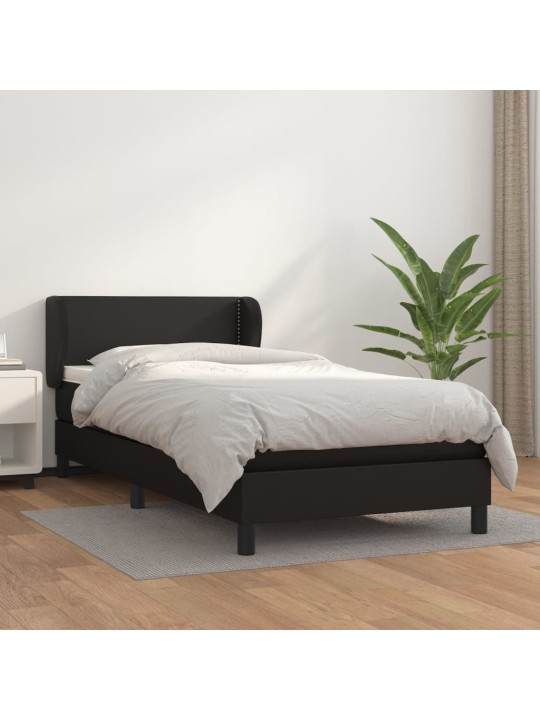 Box spring postel s matrací černá 100x200 cm umělá kůže