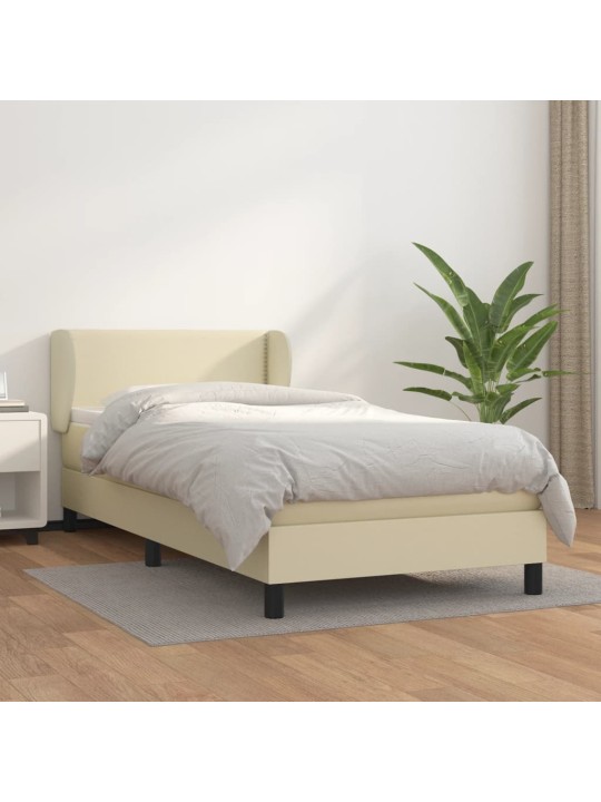 Box spring postel s matrací krémová 100x200 cm umělá kůže