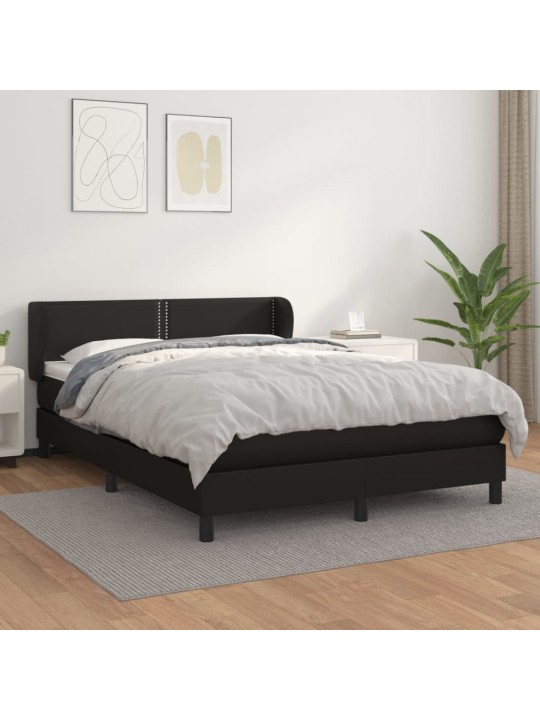 Box spring postel s matrací černá 140 x 190 cm umělá kůže