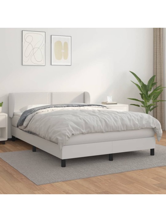 Box spring postel s matrací bílá 140 x 190 cm umělá kůže