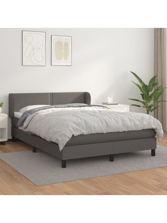 Box spring postel s matrací šedá 140x200 cm umělá kůže
