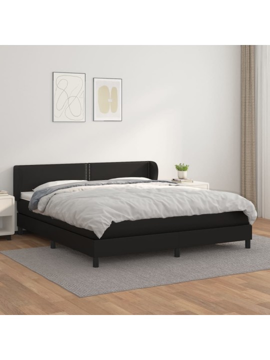 Box spring postel s matrací černá 160x200 cm umělá kůže