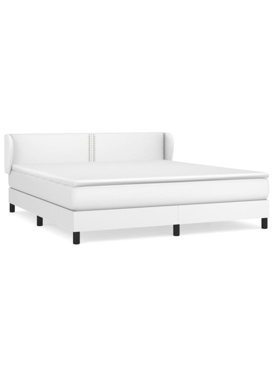Box spring postel s matrací bílá 160x200 cm umělá kůže