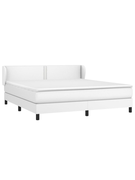 Box spring postel s matrací bílá 160x200 cm umělá kůže