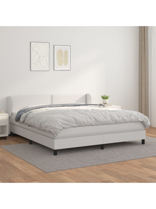 Box spring postel s matrací bílá 160x200 cm umělá kůže