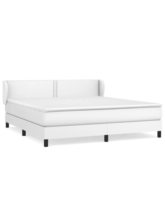 Box spring postel s matrací bílá 180x200 cm umělá kůže