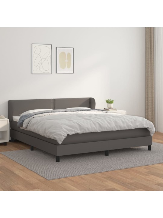 Box spring postel s matrací šedá 180x200 cm umělá kůže
