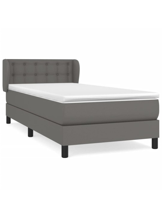Box spring postel s matrací šedá 80 x 200 cm umělá kůže