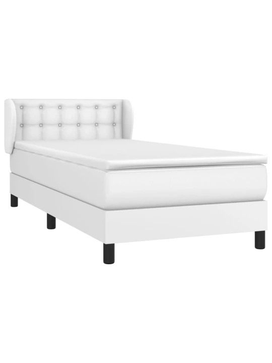 Box spring postel s matrací bílá 90x190 cm umělá kůže