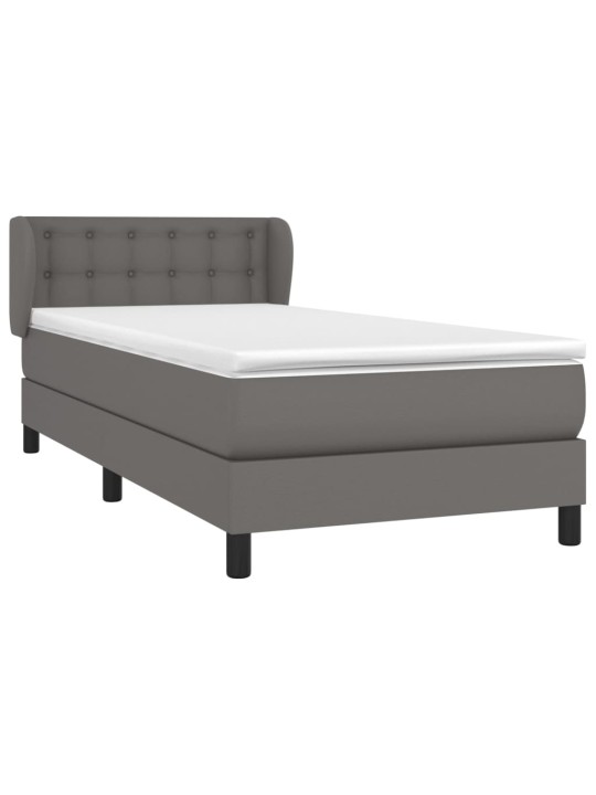 Box spring postel s matrací šedá 90x200 cm umělá kůže