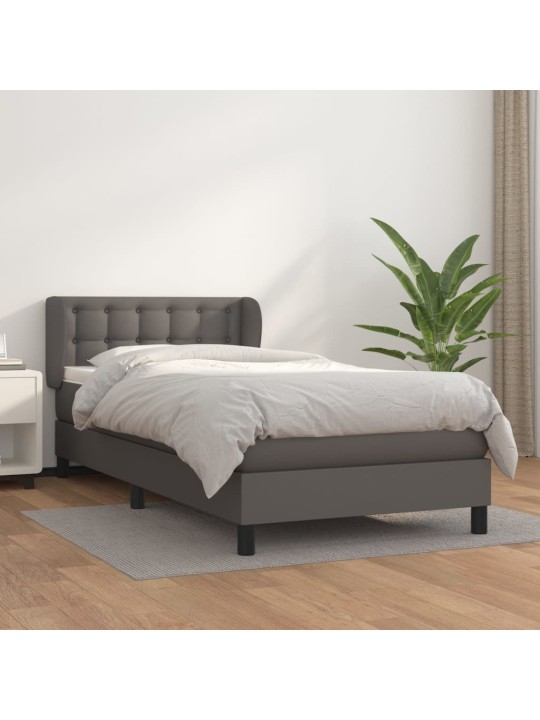 Box spring postel s matrací šedá 90x200 cm umělá kůže