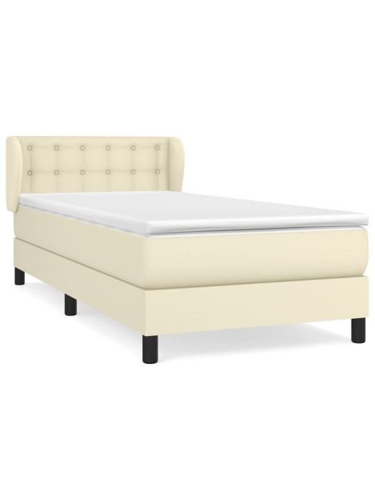 Box spring postel s matrací krémová 100x200 cm umělá kůže