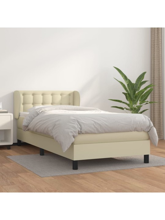 Box spring postel s matrací krémová 100x200 cm umělá kůže