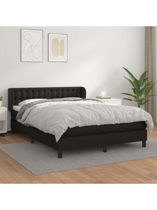 Box spring postel s matrací černá 140 x 190 cm umělá kůže