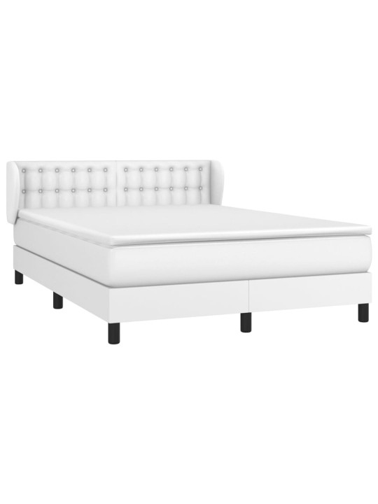 Box spring postel s matrací bílá 140 x 190 cm umělá kůže