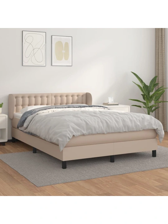 Box spring postel s matrací cappuccino 140x200 cm umělá kůže