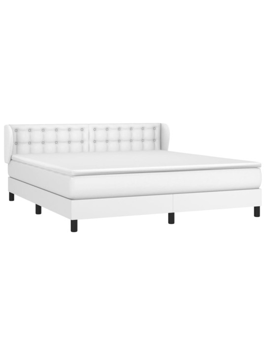 Box spring postel s matrací bílá 160x200 cm umělá kůže