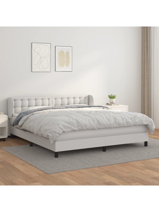 Box spring postel s matrací bílá 160x200 cm umělá kůže