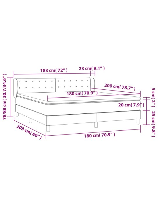 Box spring postel s matrací bílá 180x200 cm umělá kůže